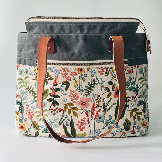 SAMPLE SALE Waxed Canvas Tote, Herb Garden