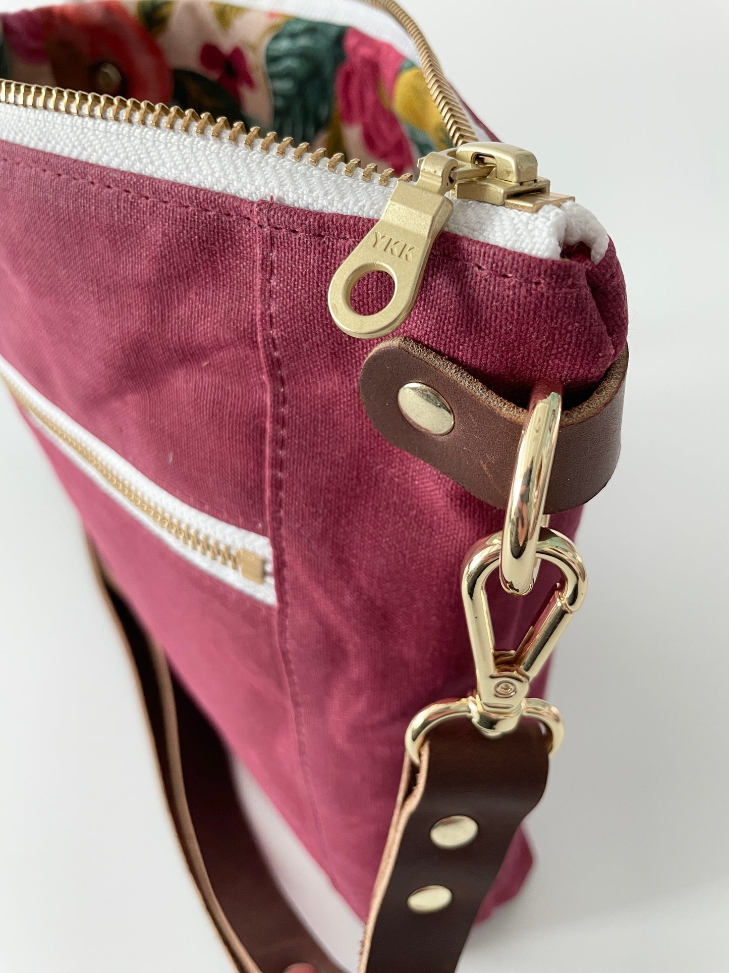 Small Waxed Canvas Purse, Burgundy