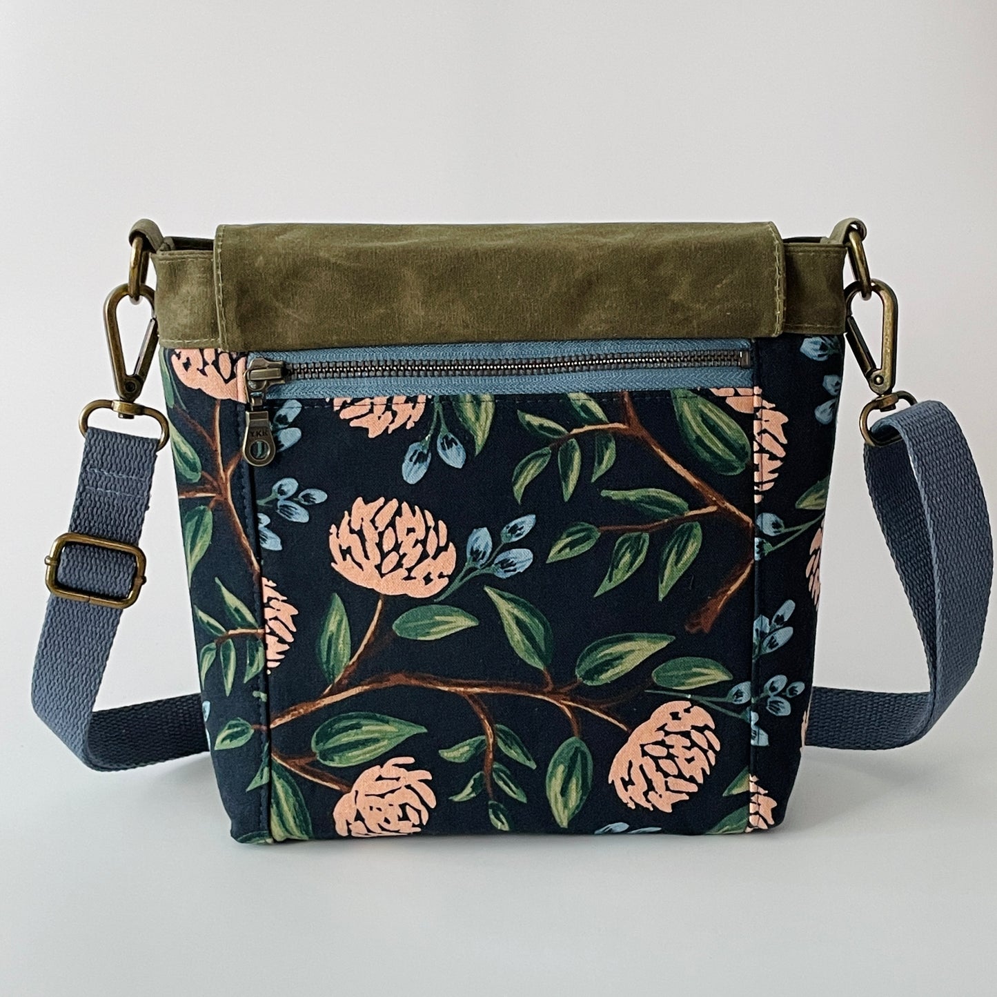 Small Canvas Satchel, Peonies