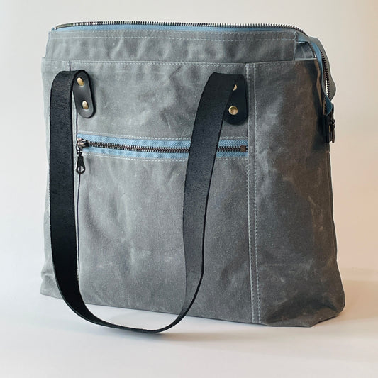 SAMPLE SALE Waxed Canvas Tote, Slate