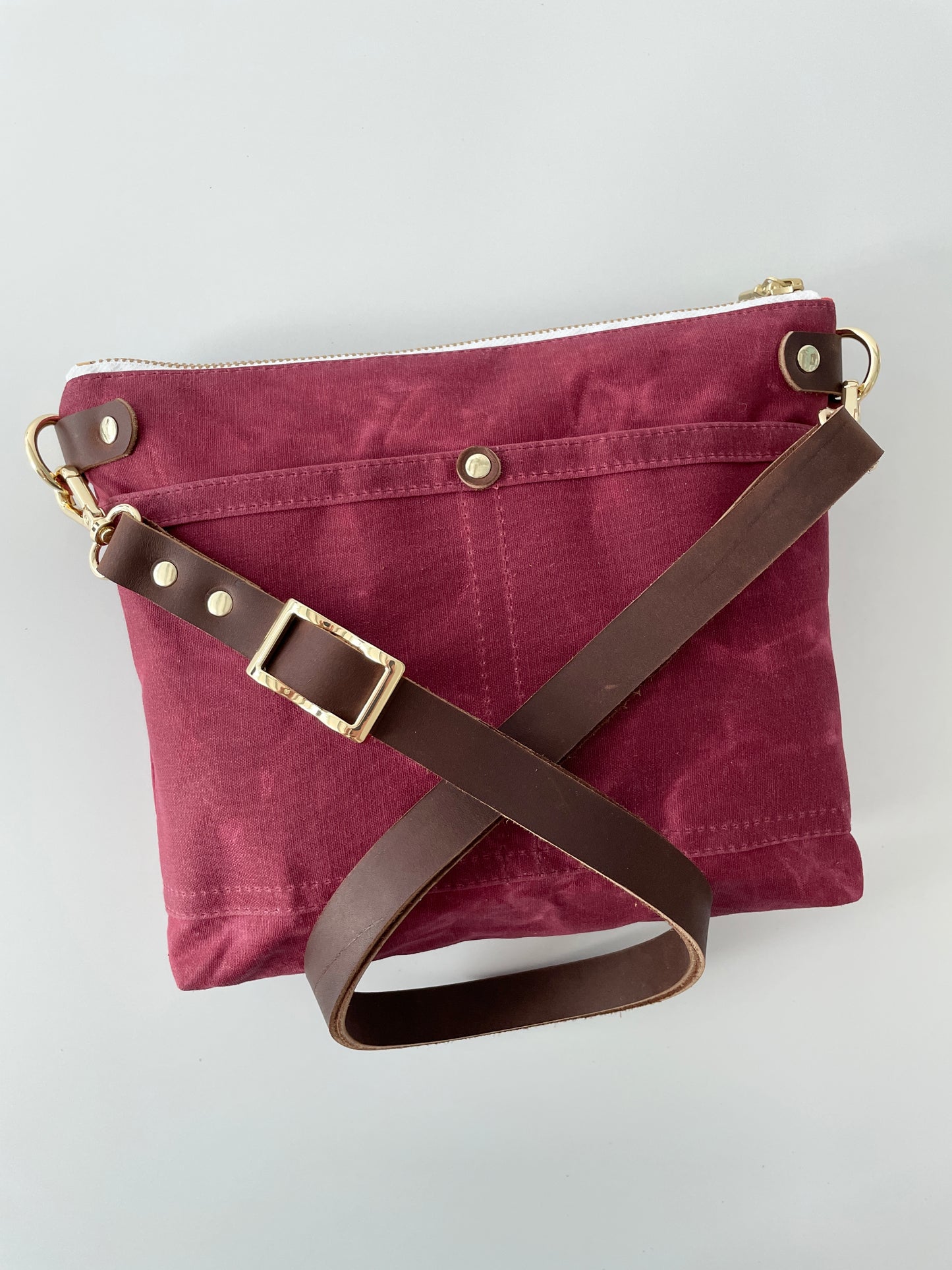 Small Waxed Canvas Purse, Burgundy