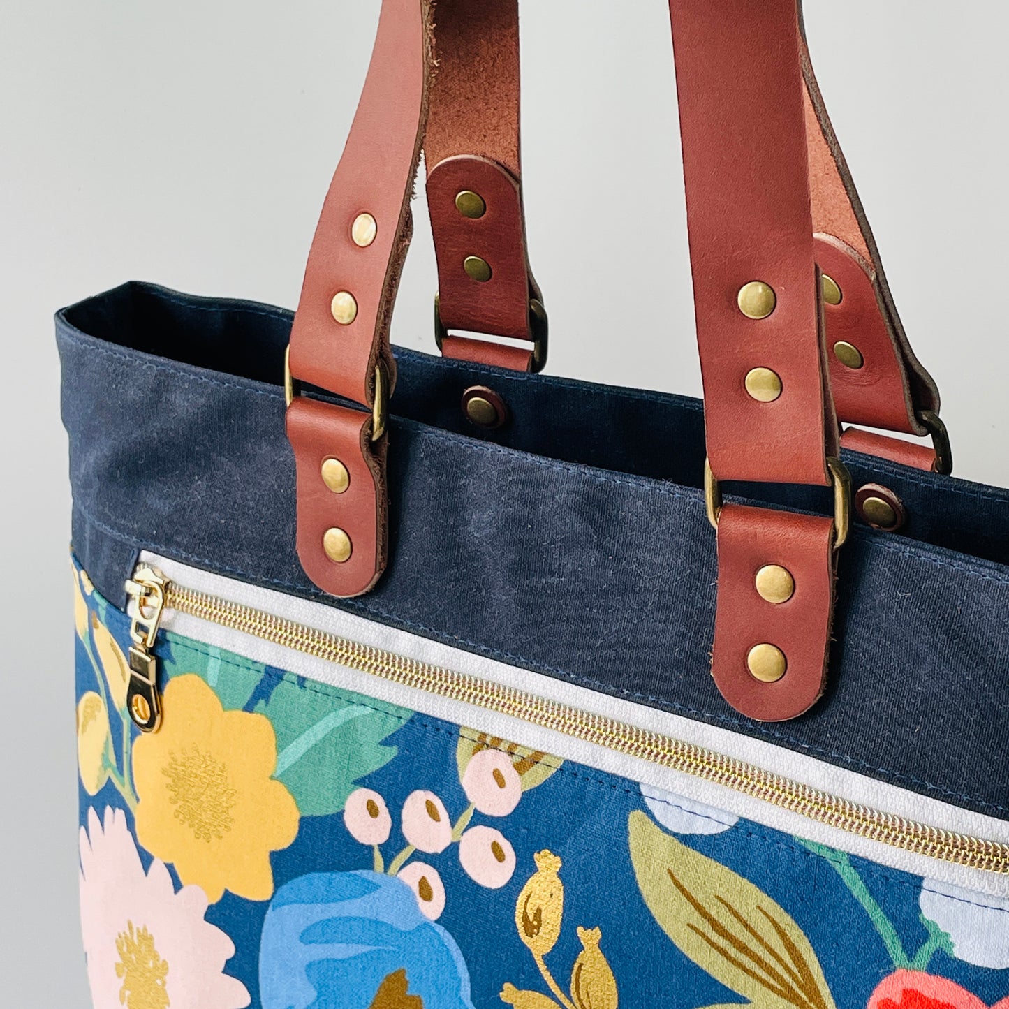 SAMPLE SALE Waxed Canvas Handbag, Rifle Paper Floral