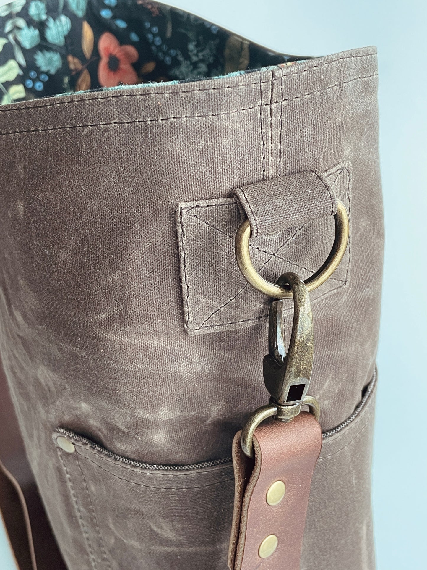 Waxed Canvas Crossbody Bag, Dark Oak