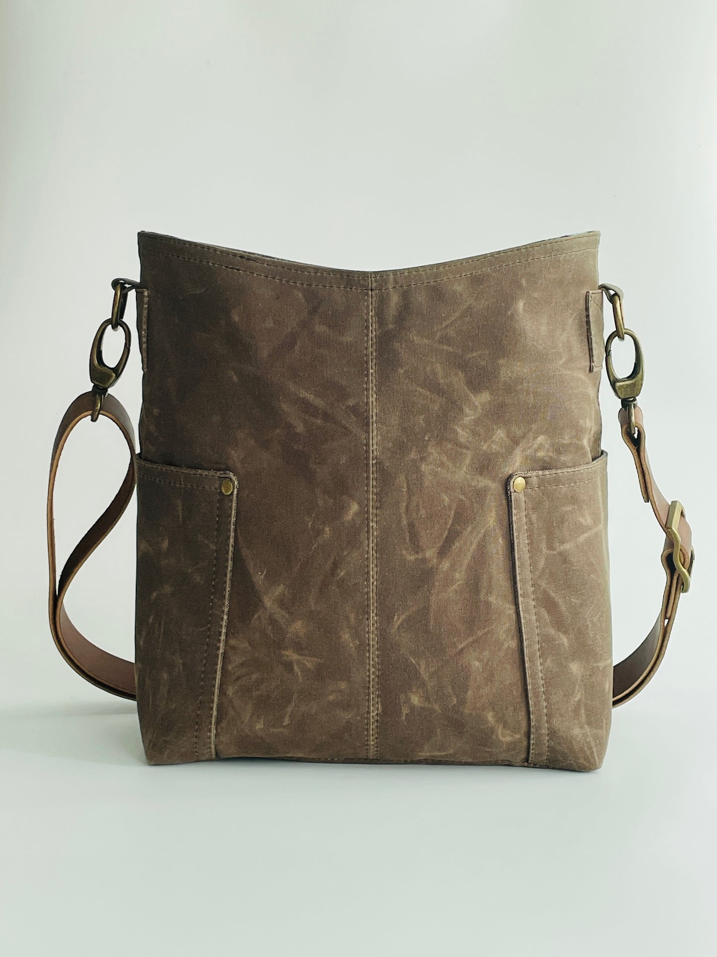 Waxed Canvas Crossbody Bag, Dark Oak