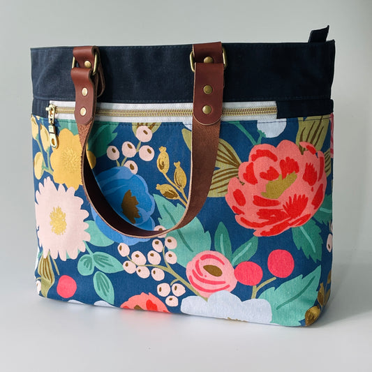 SAMPLE SALE Waxed Canvas Handbag, Rifle Paper Floral