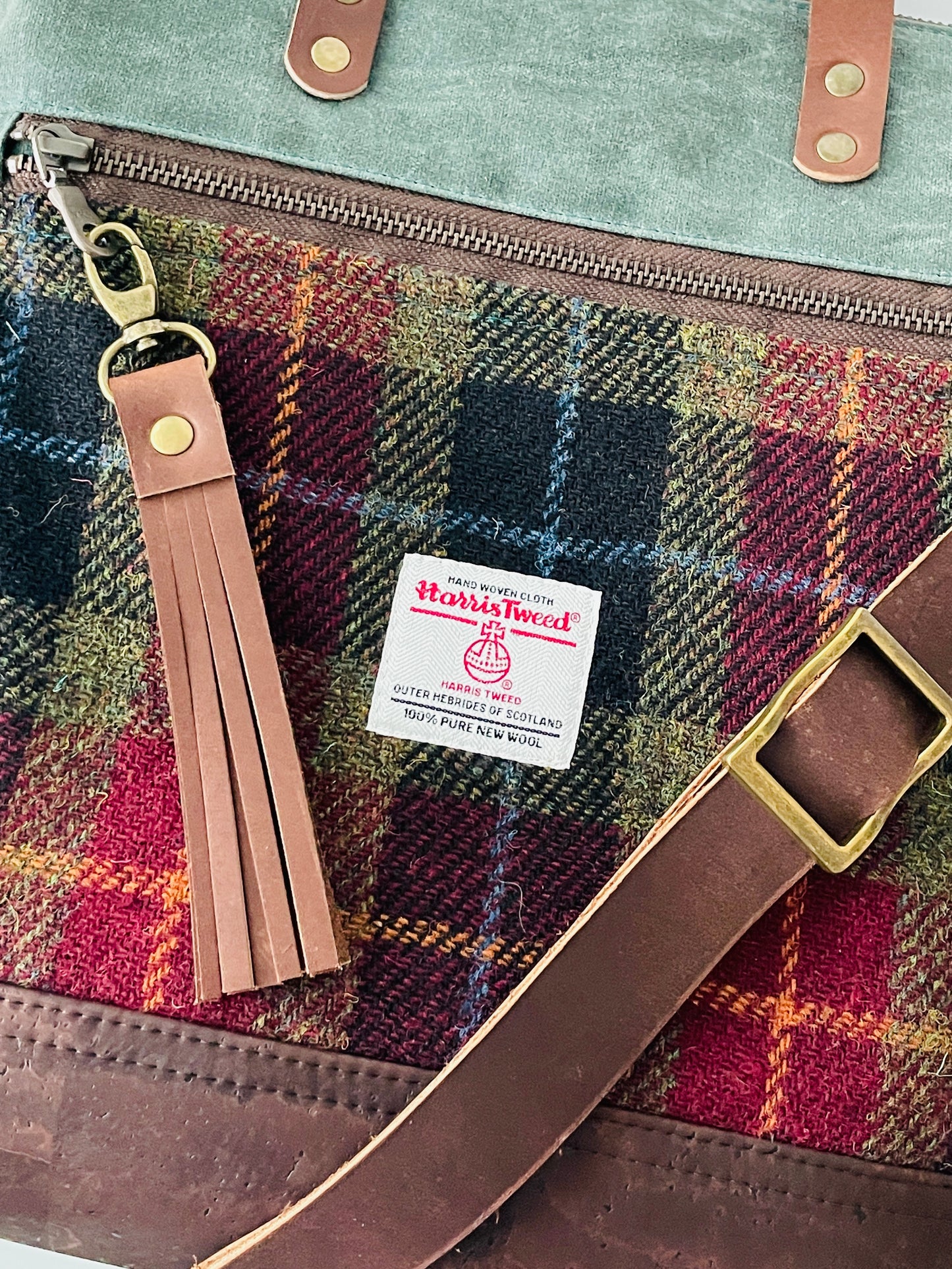 Harris Tweed Crossbody Tote, Autumn Check