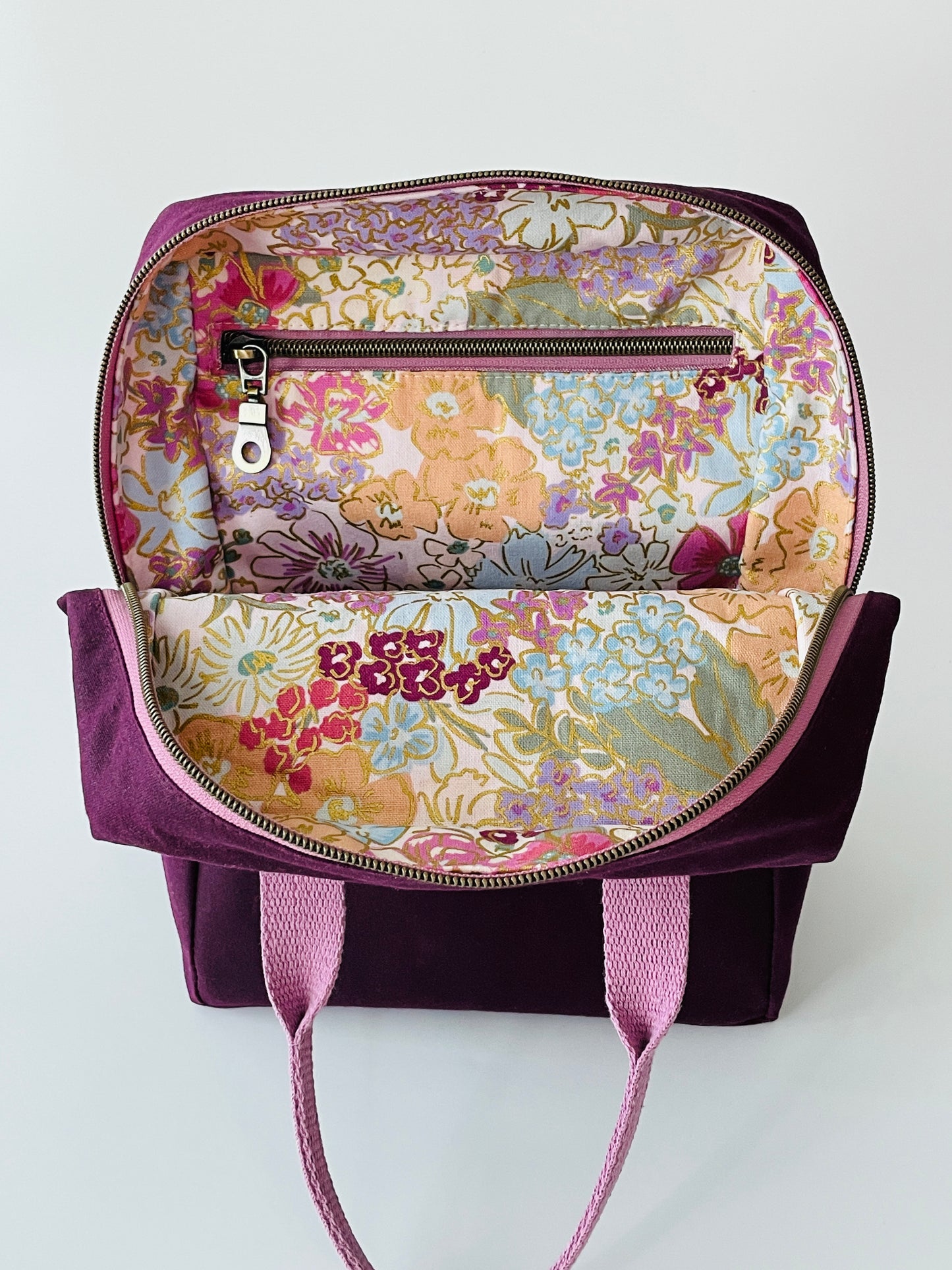 Mini Waxed Canvas Backpack, Purple