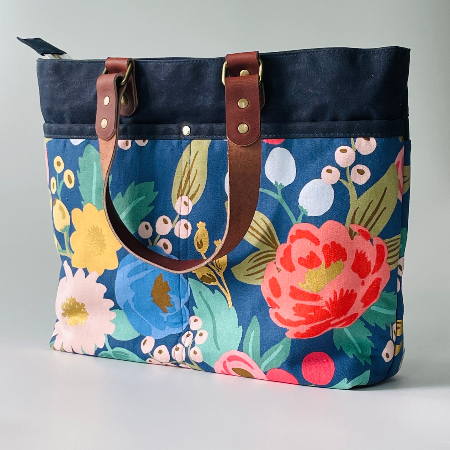 SAMPLE SALE Waxed Canvas Handbag, Rifle Paper Floral