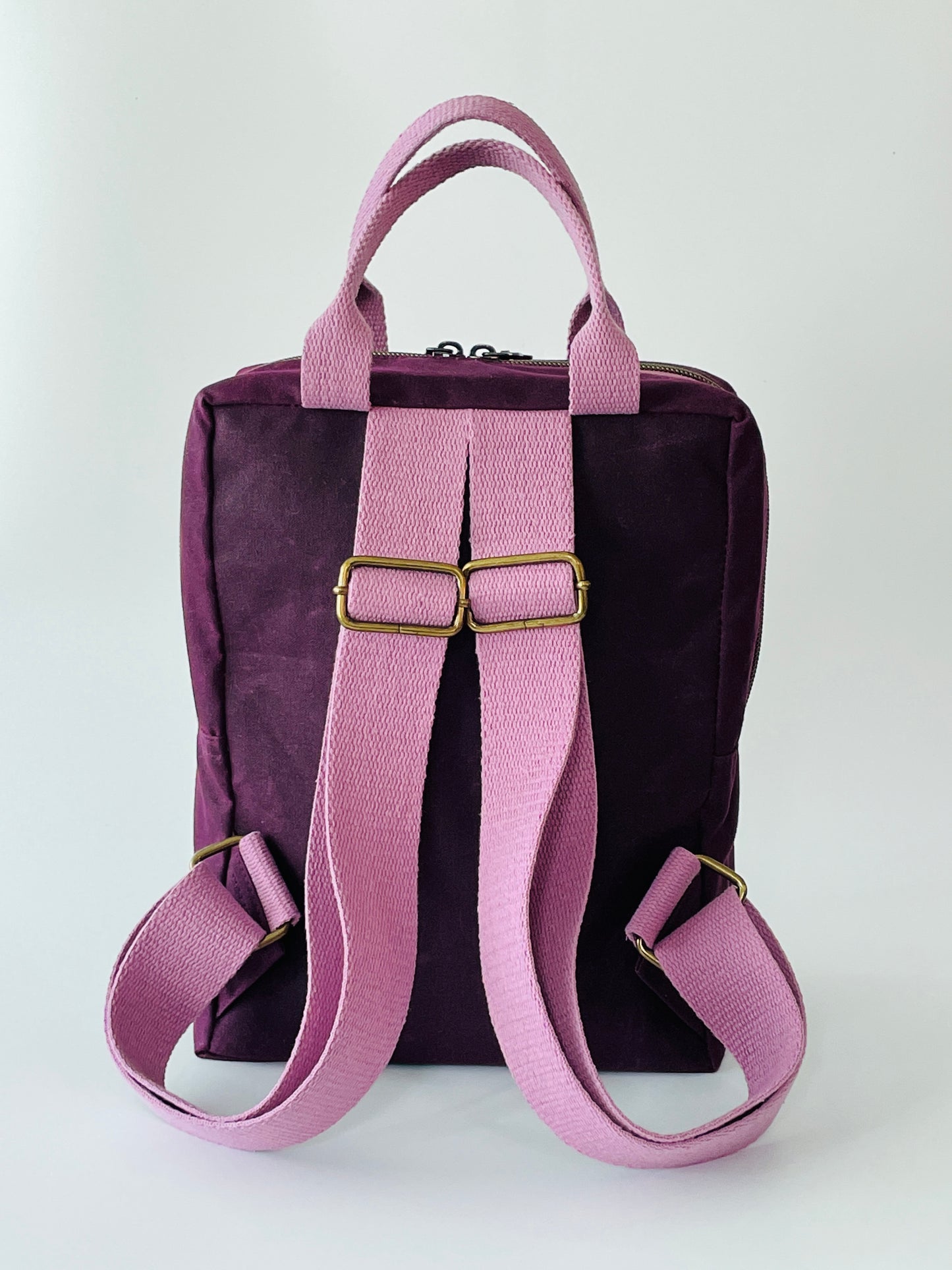 Mini Waxed Canvas Backpack, Purple