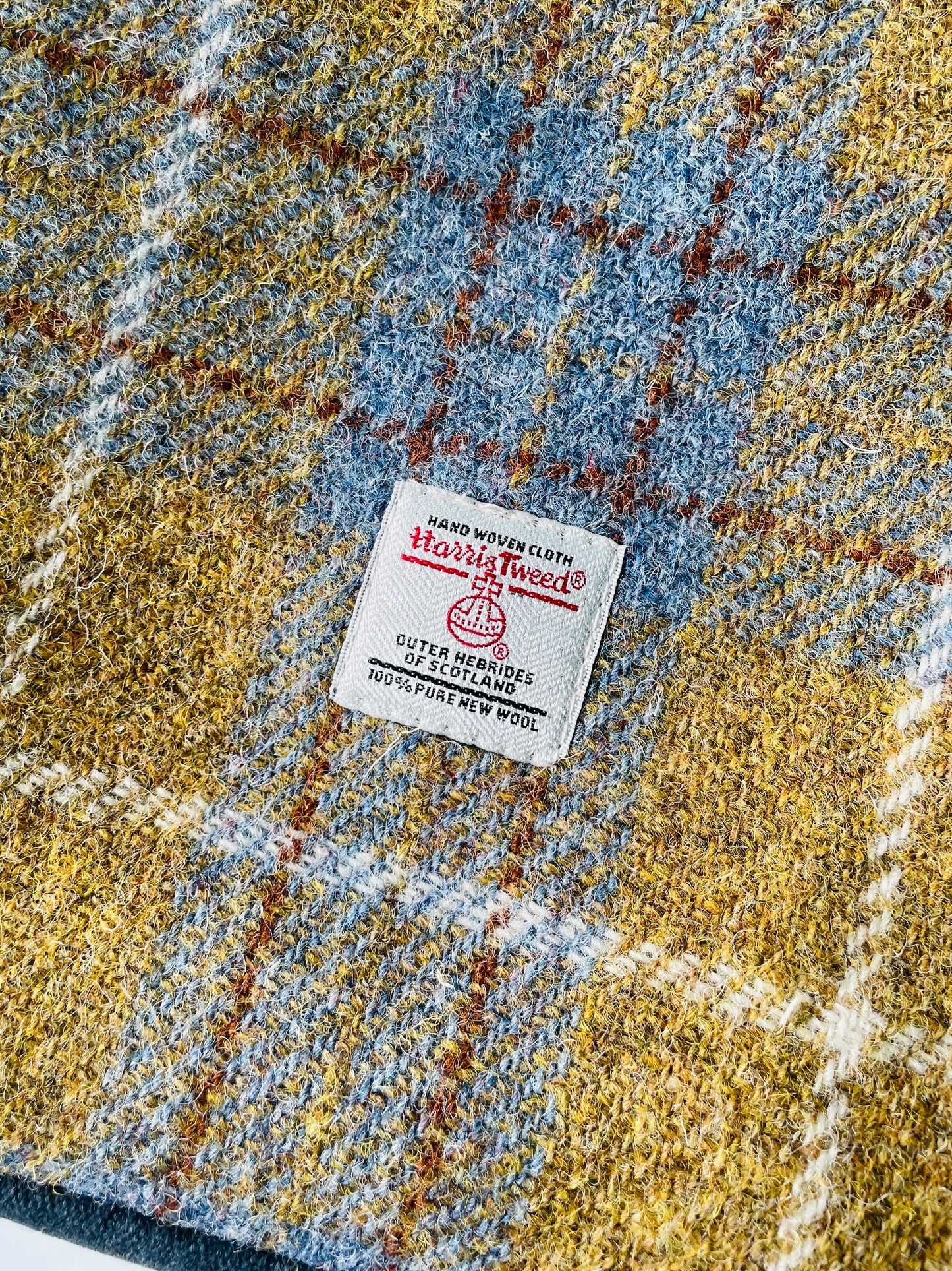 Harris Tweed Sling Backpack, Denim and Mustard