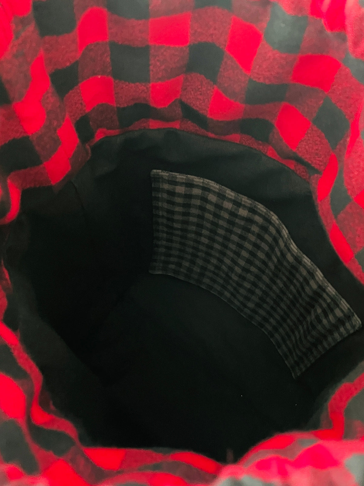 Waxed Canvas and Flannel Project Tote, Black and Red Check