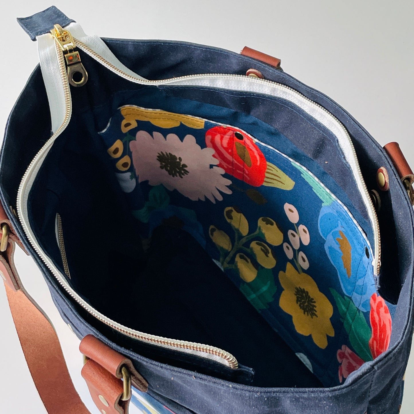 SAMPLE SALE Waxed Canvas Handbag, Rifle Paper Floral