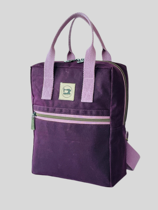 Mini Waxed Canvas Backpack, Purple
