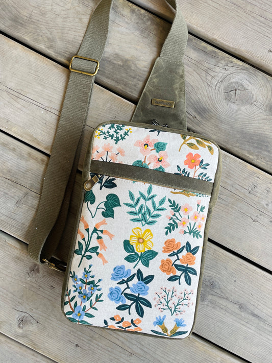 Waxed Canvas Sling Backpack, Olive Green