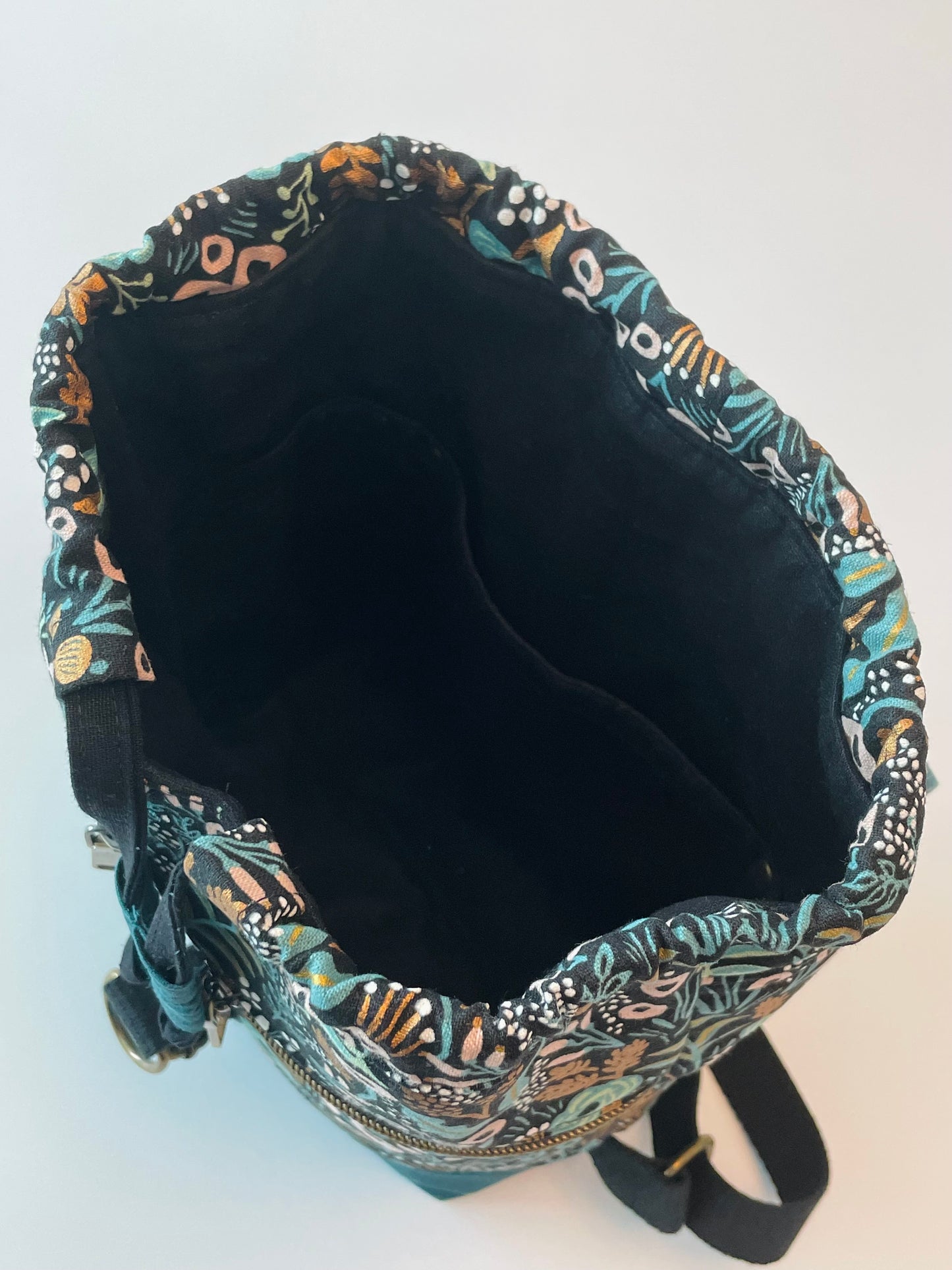 Mini Canvas Backpack, Teal Menagerie