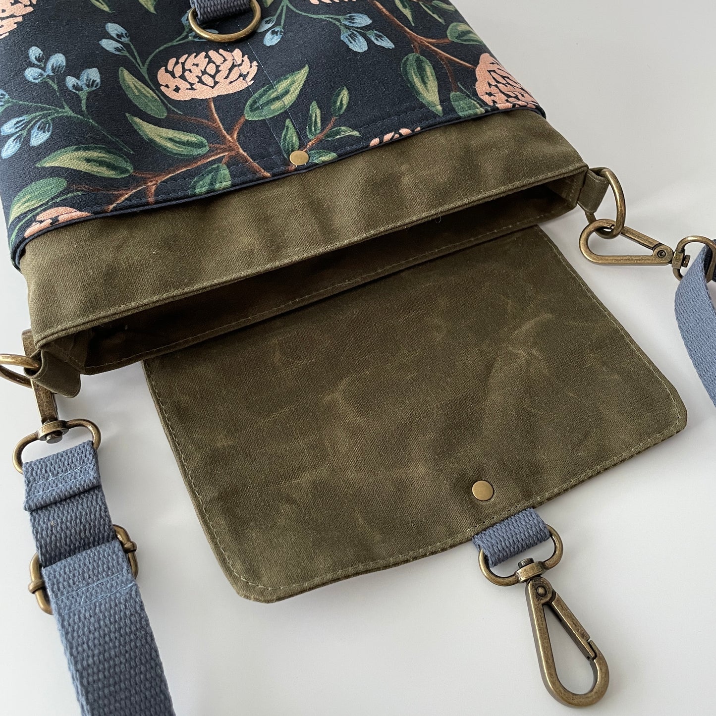 Small Canvas Satchel, Peonies