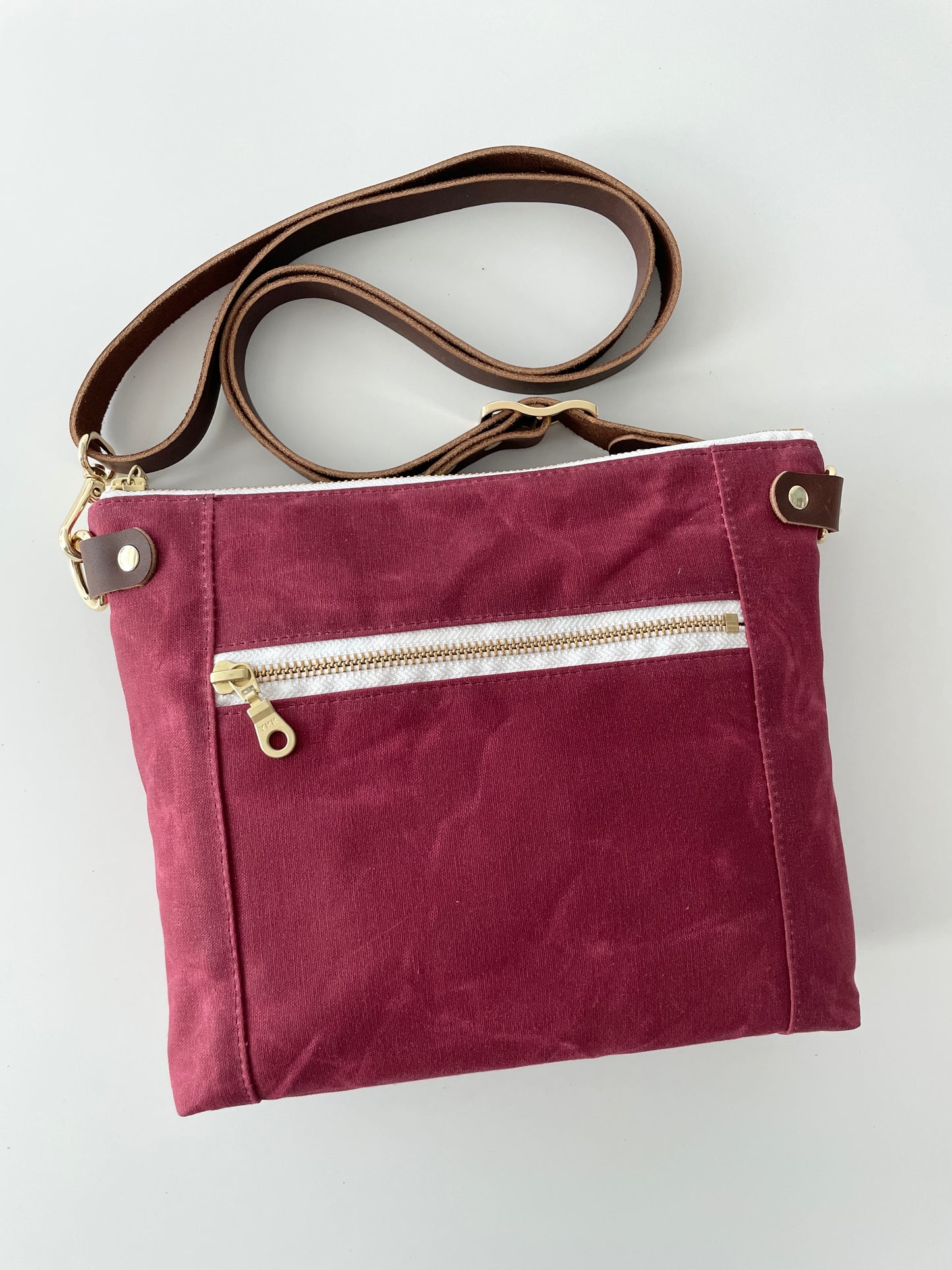 Small Waxed Canvas Purse, Burgundy