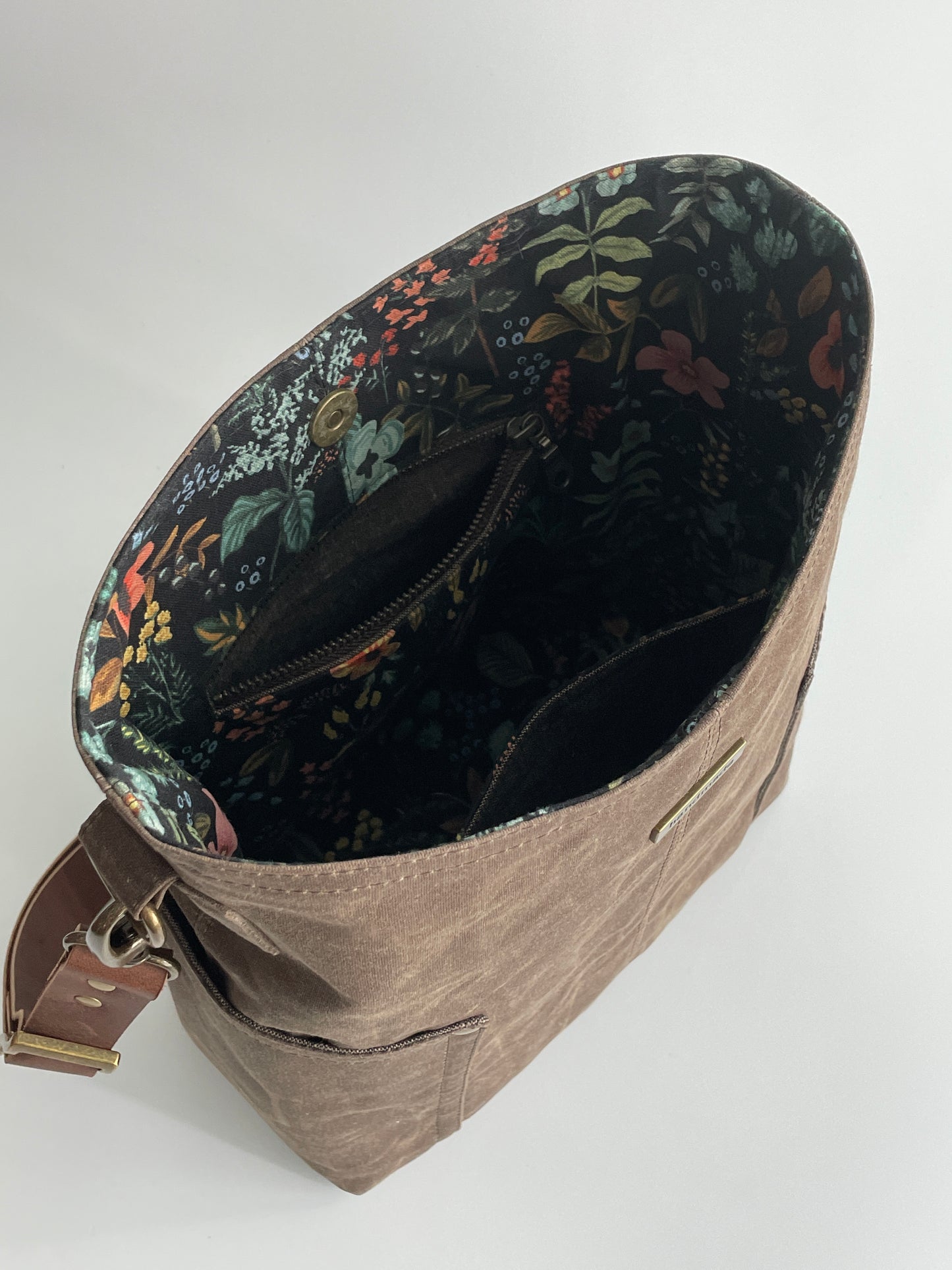 Waxed Canvas Crossbody Bag, Dark Oak