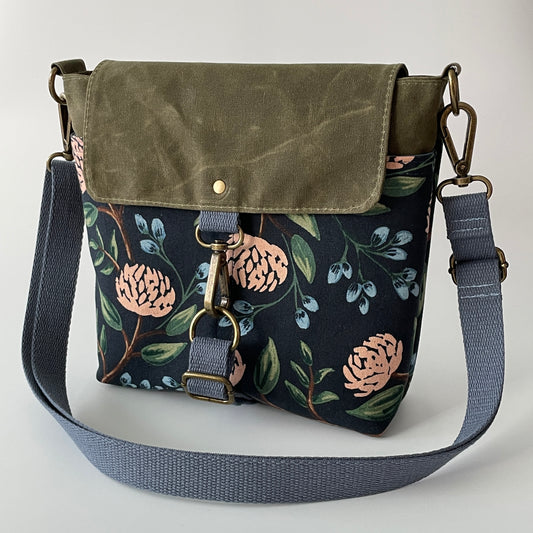 Small Canvas Satchel, Peonies