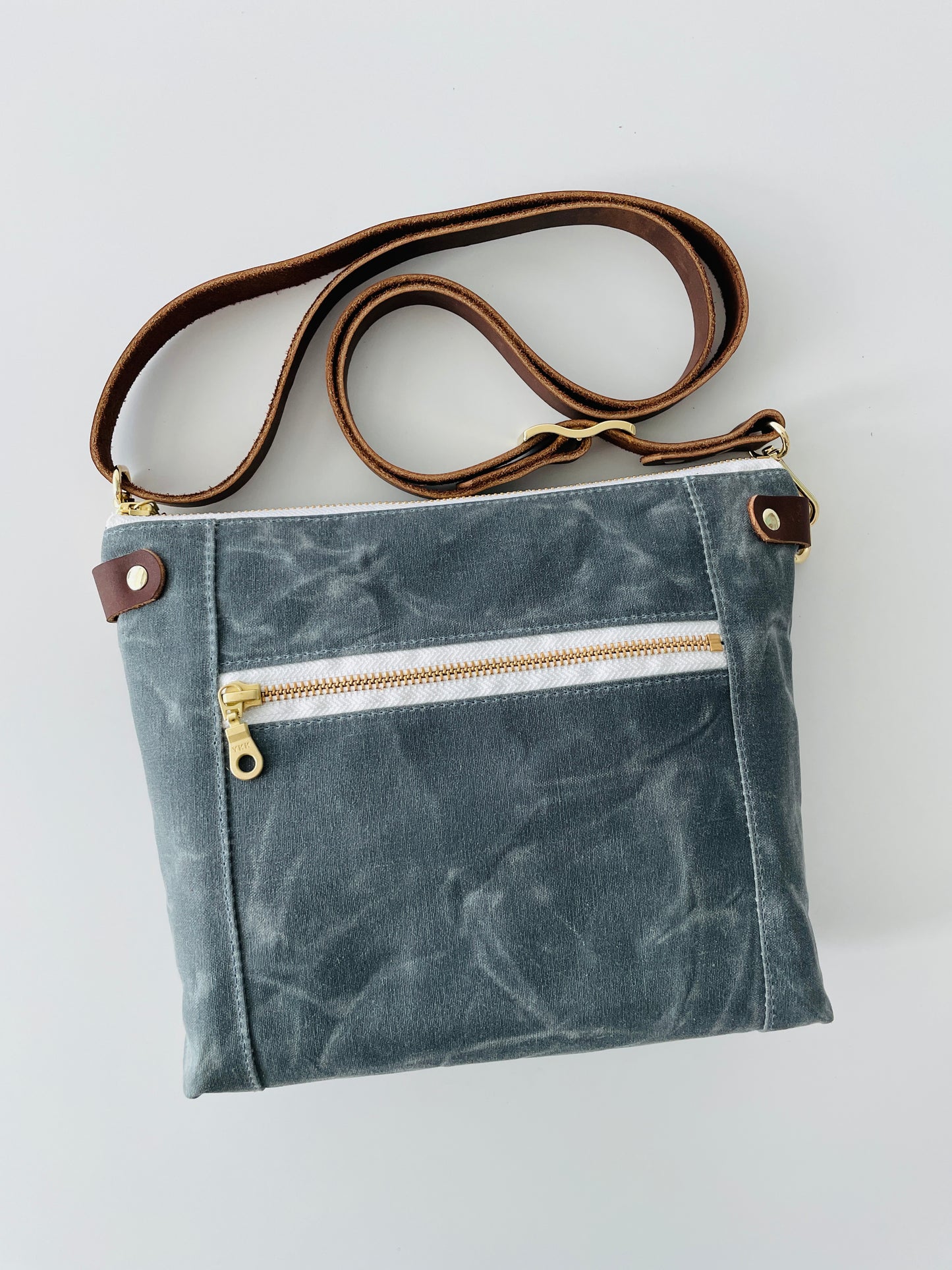 Small Waxed Canvas Purse, Slate Blue