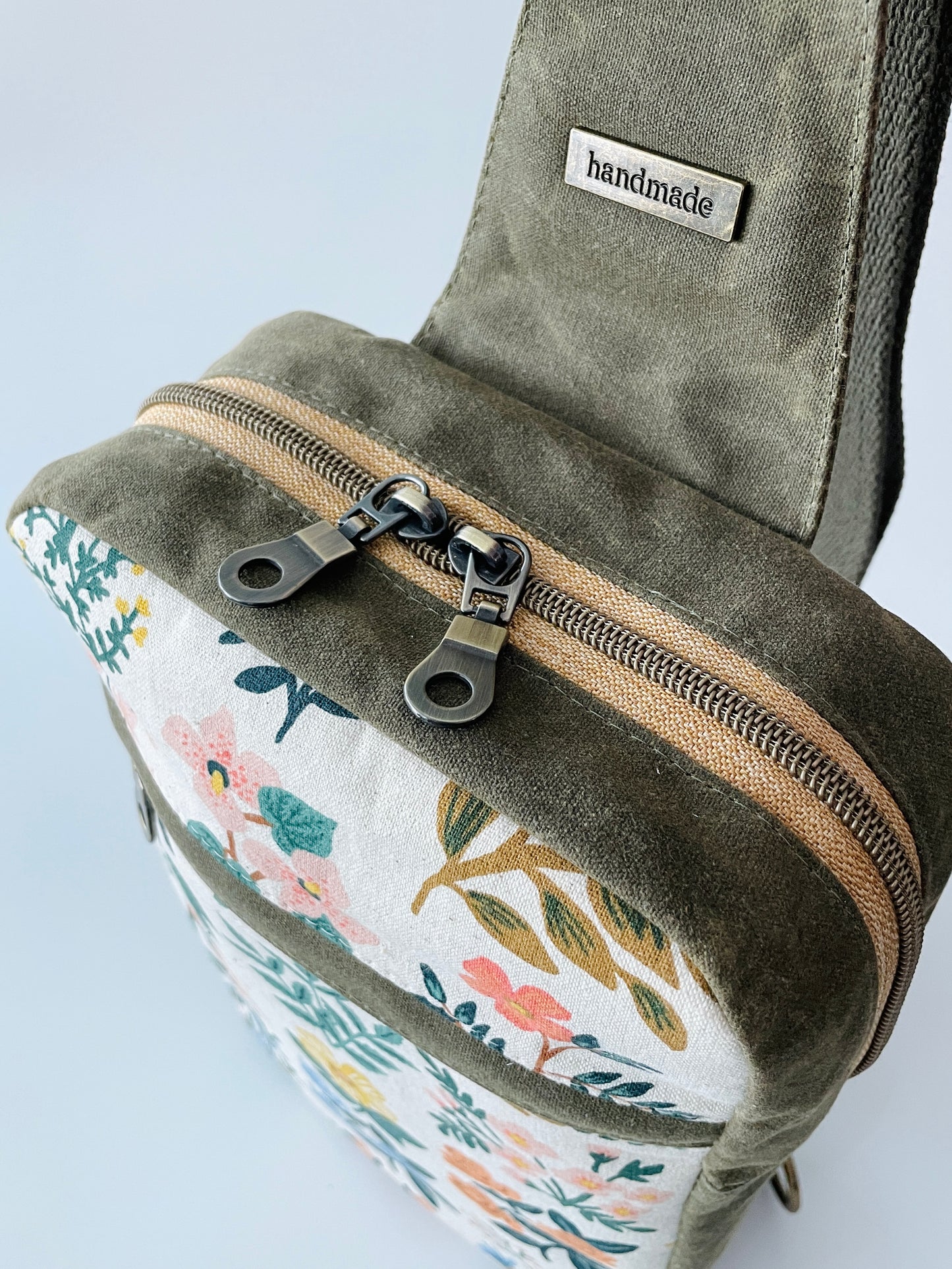 Waxed Canvas Sling Backpack, Olive Green