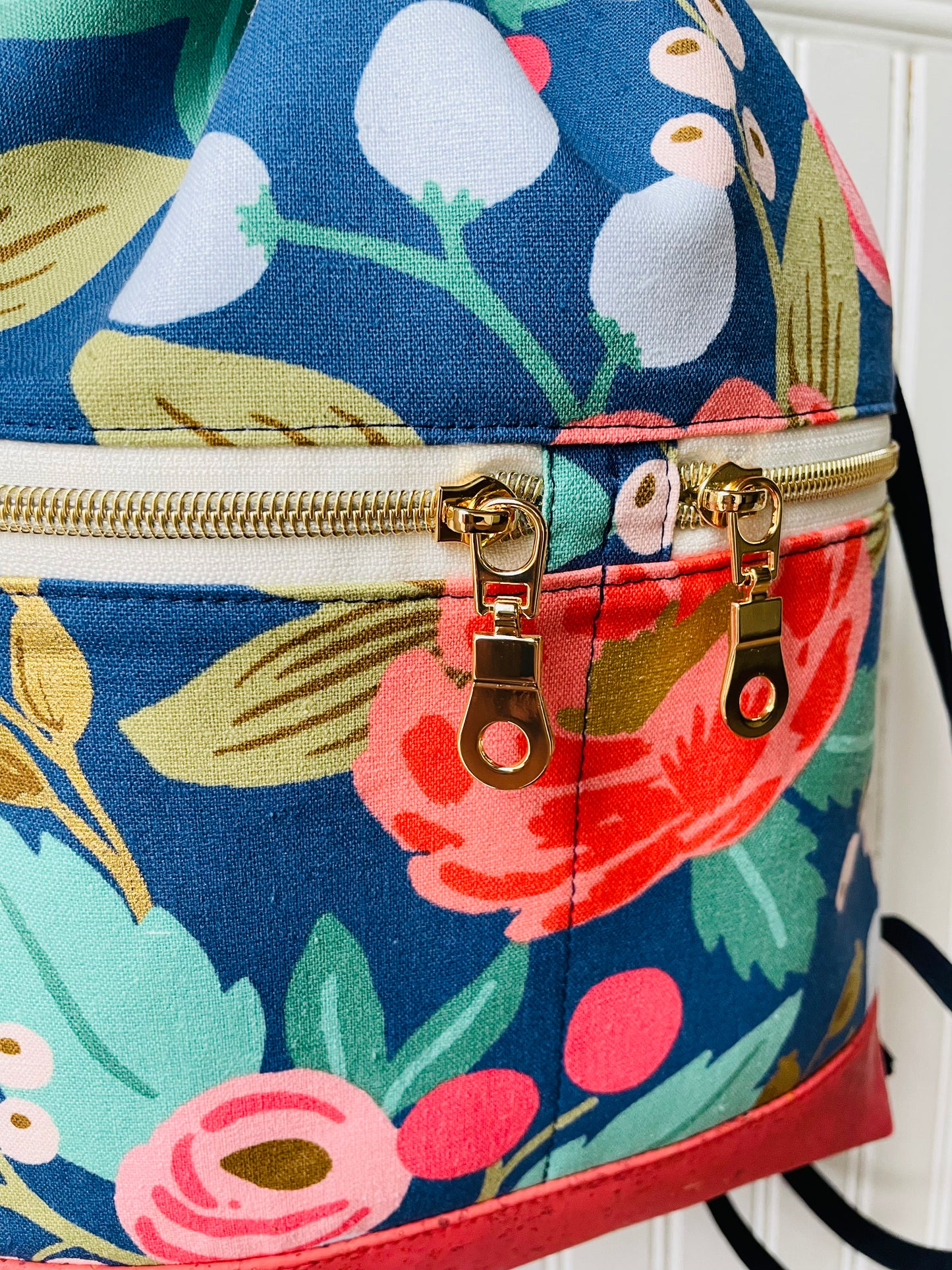 Drawstring Canvas Backpack, Vintage Floral