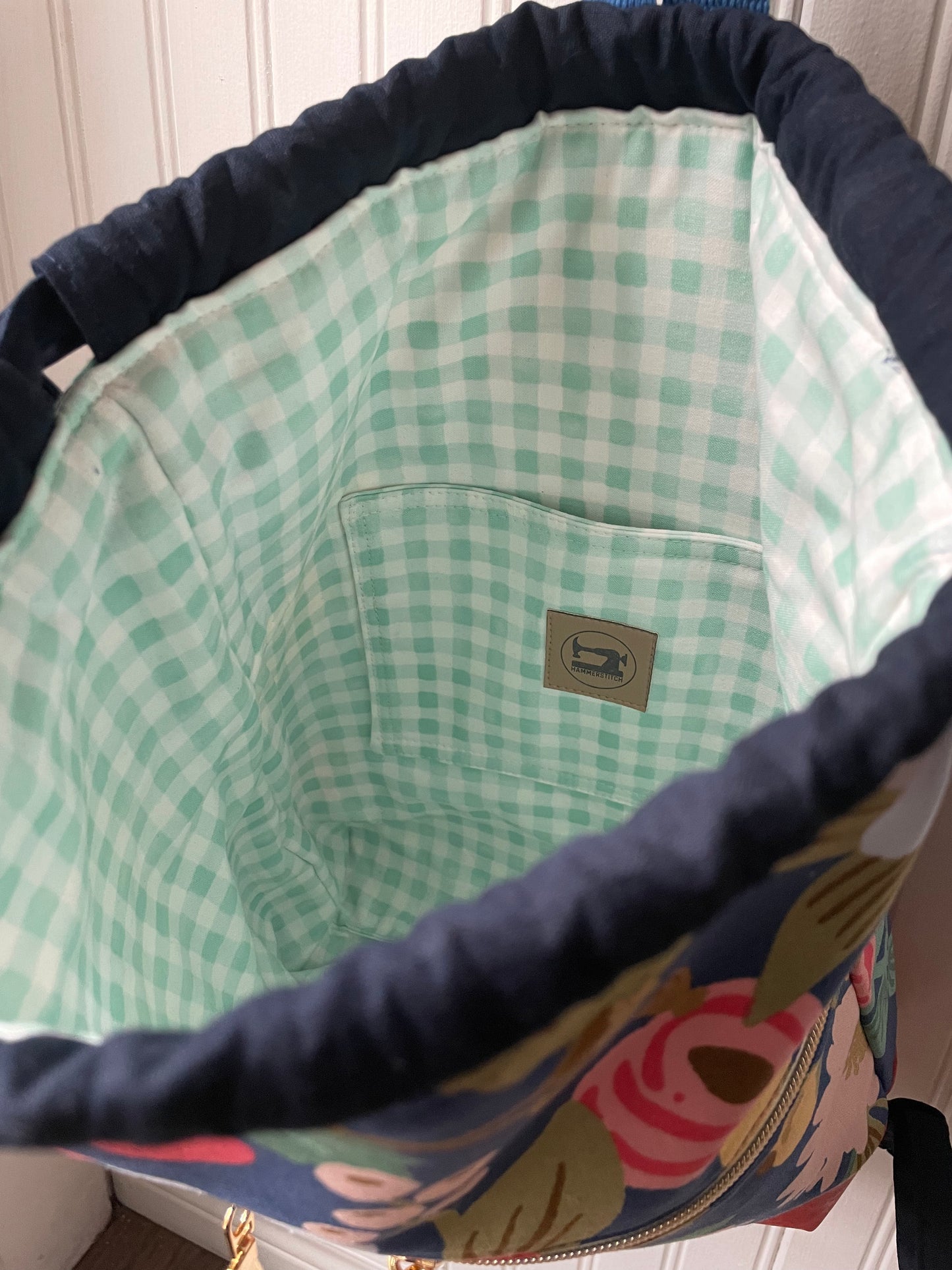 Drawstring Canvas Backpack, Vintage Floral