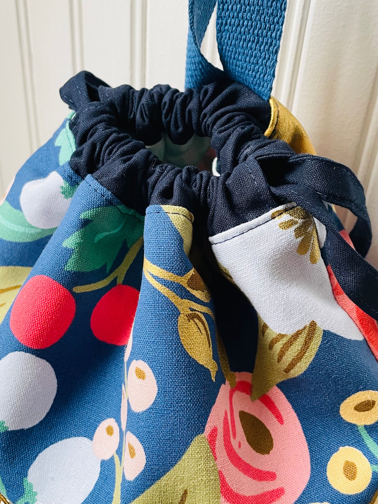 Drawstring Canvas Backpack, Vintage Floral