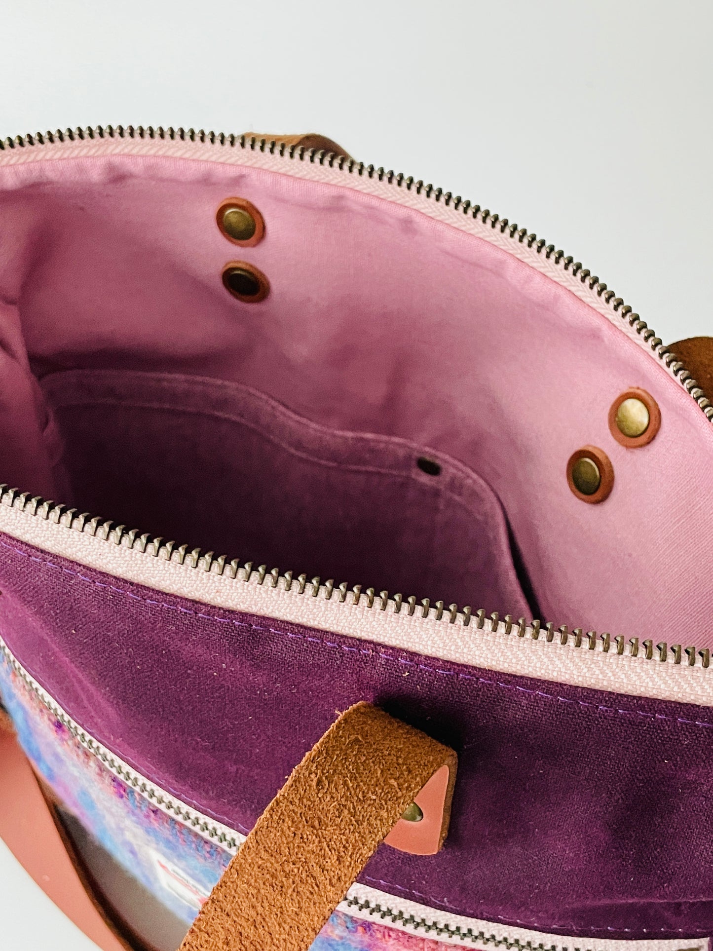 Harris Tweed Crossbody Tote, Purple and Blue Check