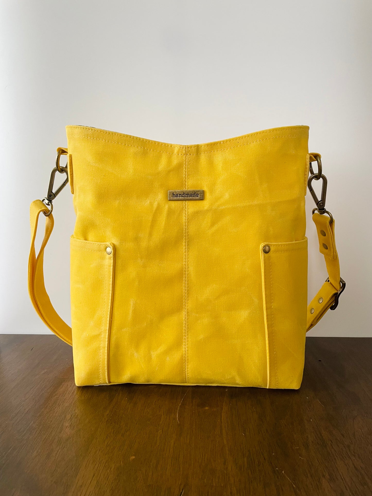 Waxed Canvas Crossbody Bag, Yellow