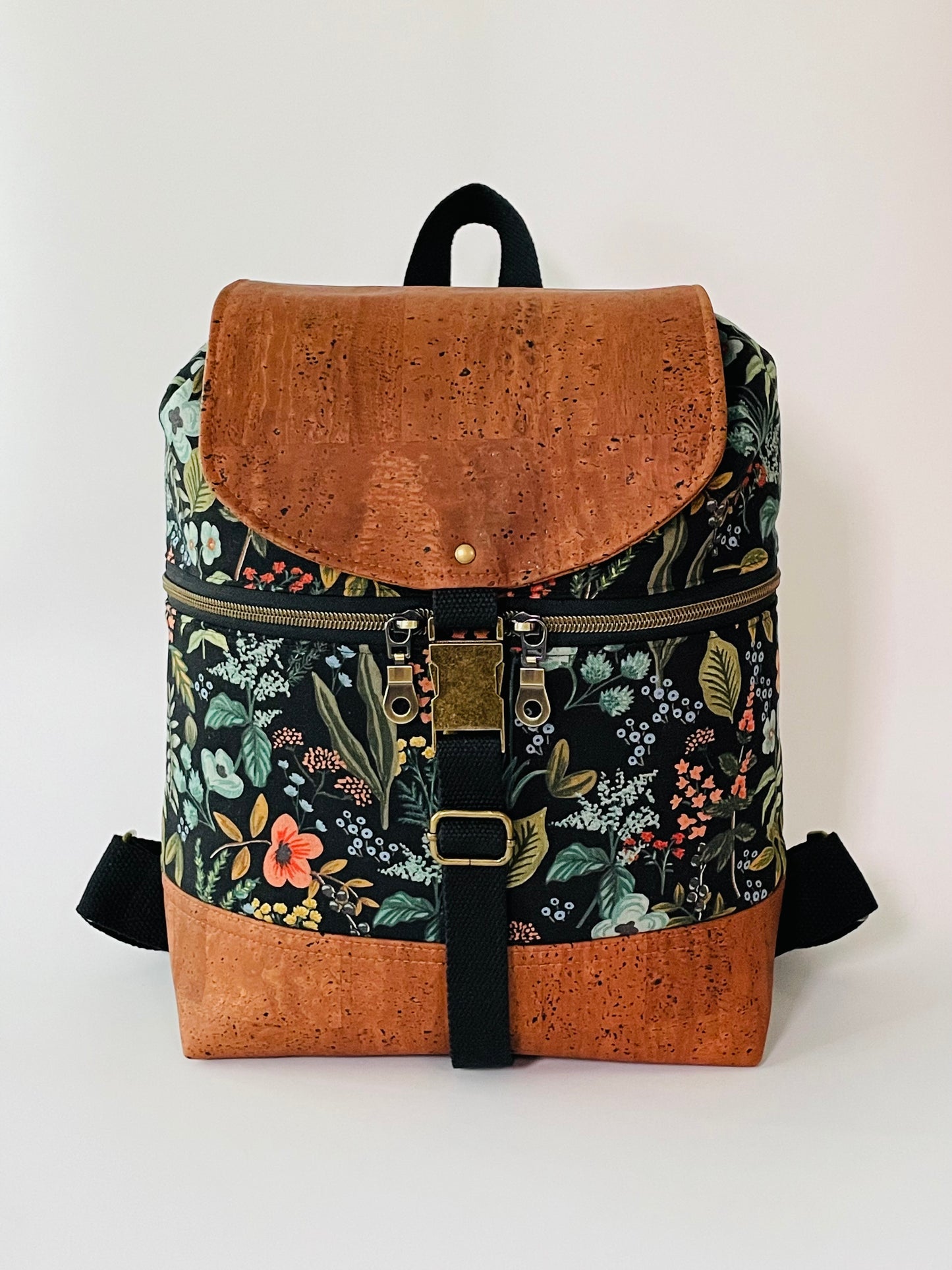 Canvas and Cork Backpack, Black Herb Garden