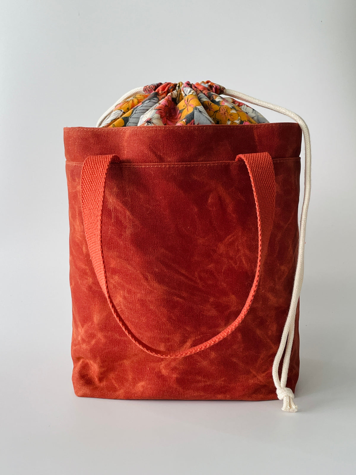 Waxed Canvas and Flannel Project Tote, Terracotta