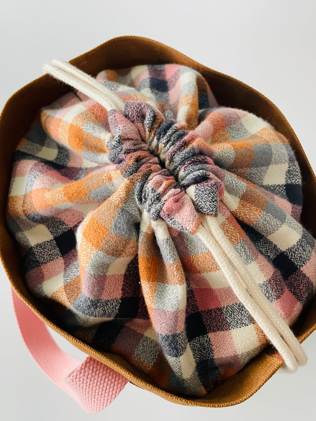 Waxed Canvas and Flannel Project Tote, Nutmeg