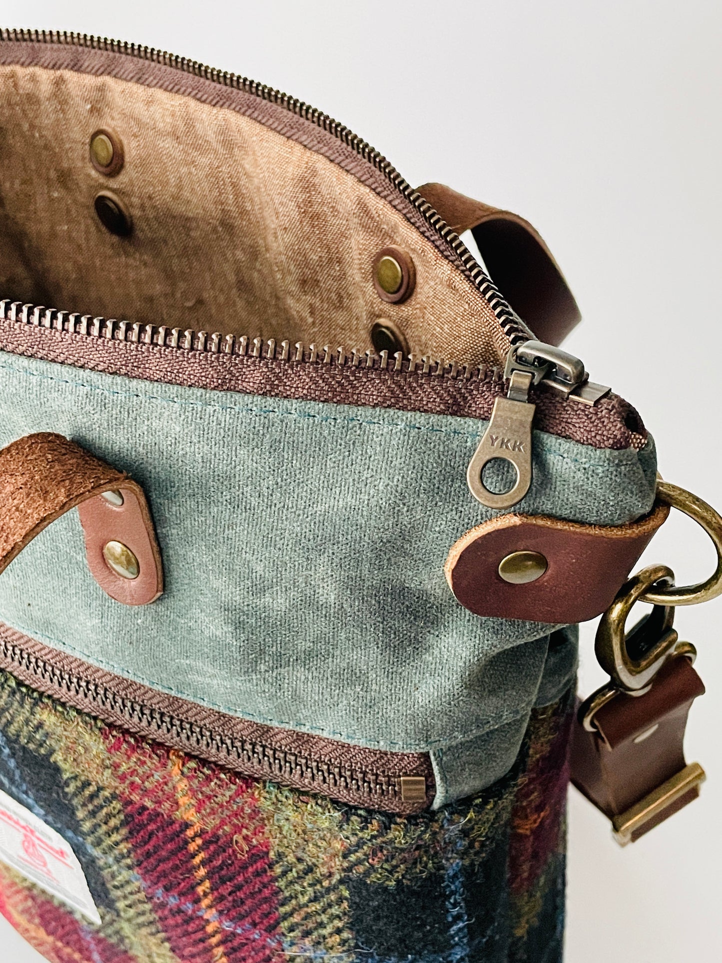 Harris Tweed Crossbody Tote, Autumn Check