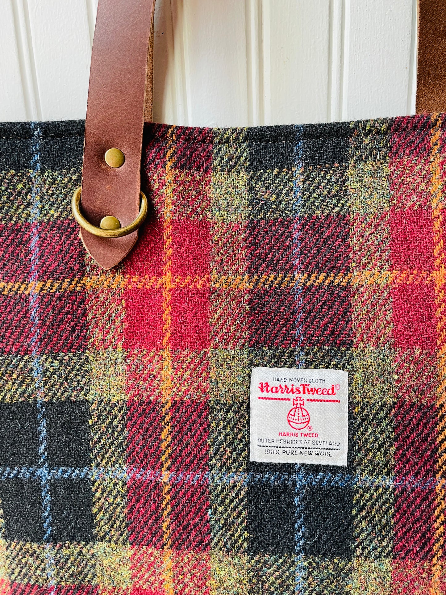 Large Harris Tweed Tote, Autumn Check