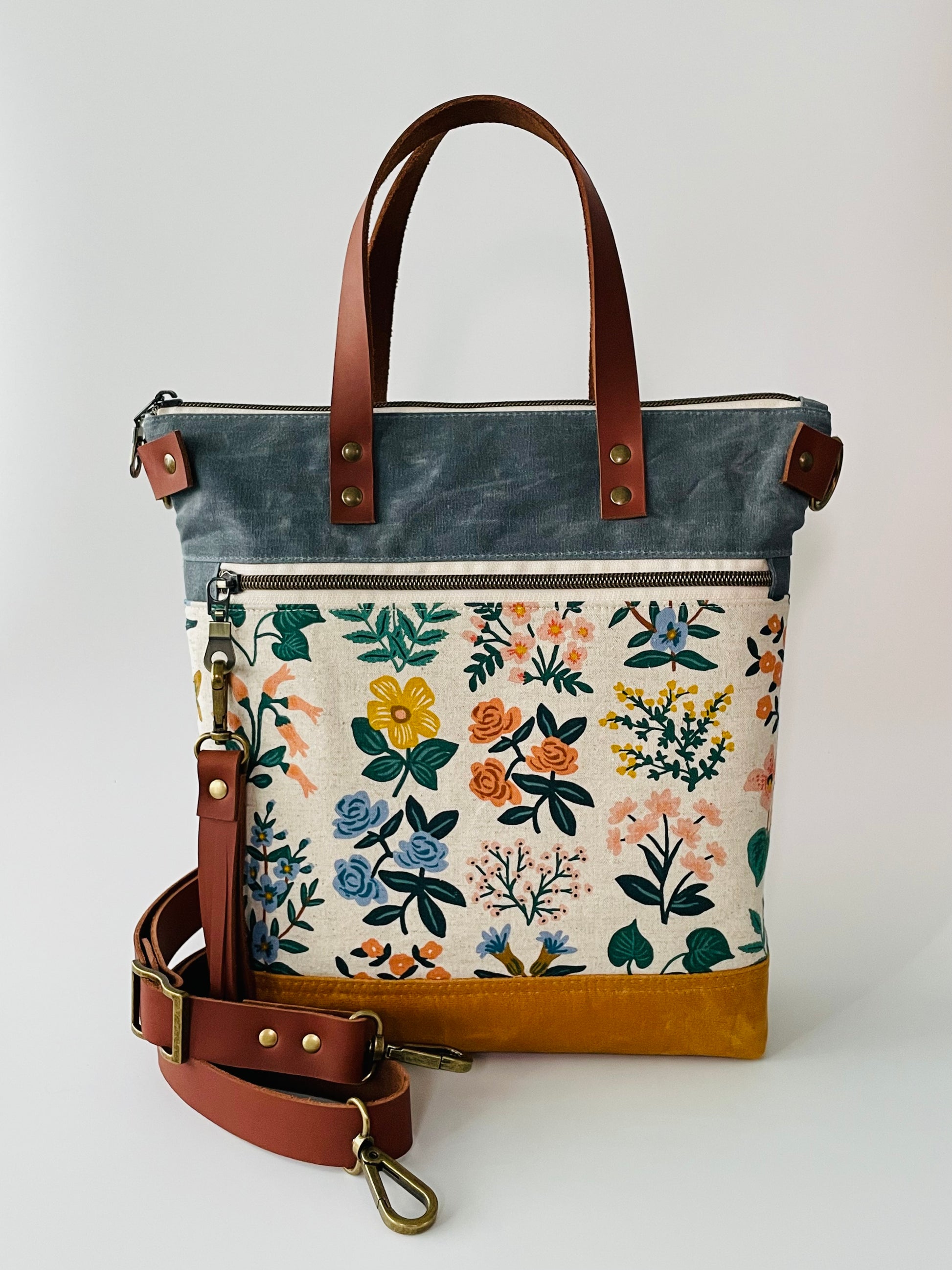 Waxed Canvas Crossbody Tote, Wildflowers – Hammerstitch