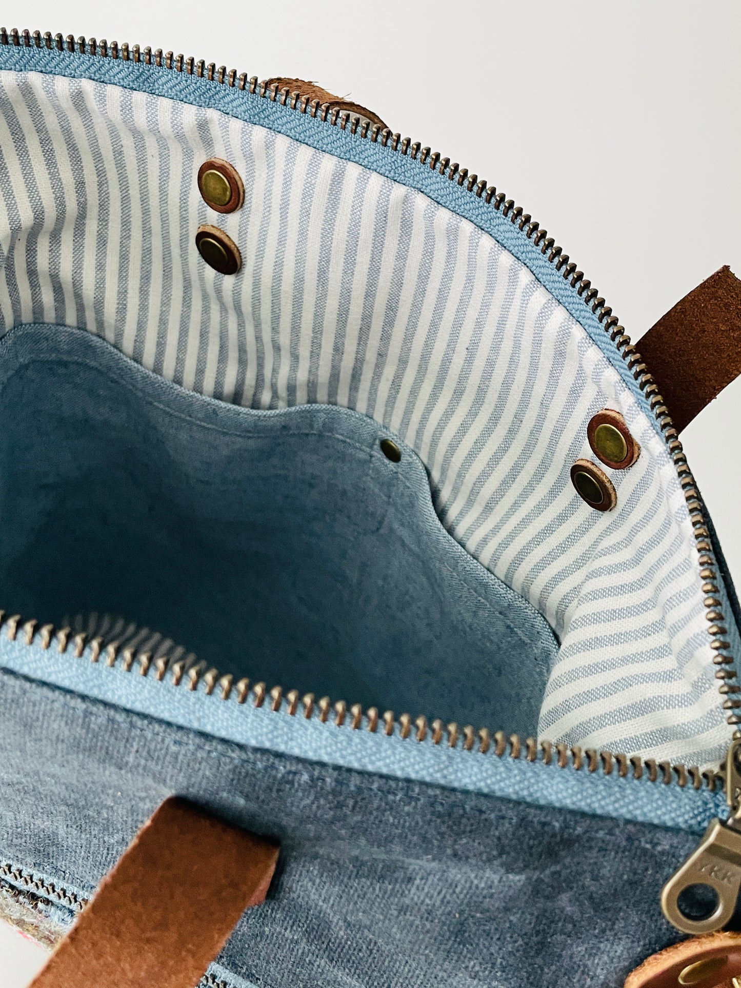 Harris Tweed Crossbody Tote, Blue MacLeod Tartan