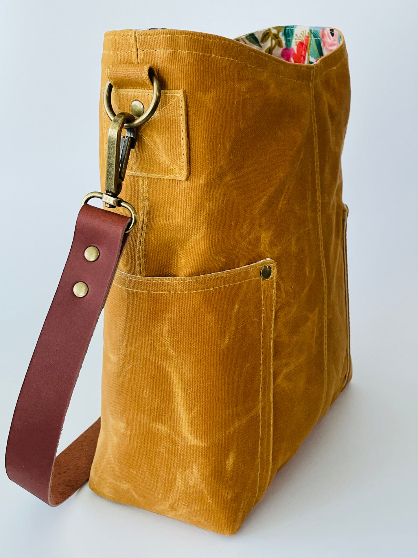 Waxed Canvas Shoulder Bag, Mustard