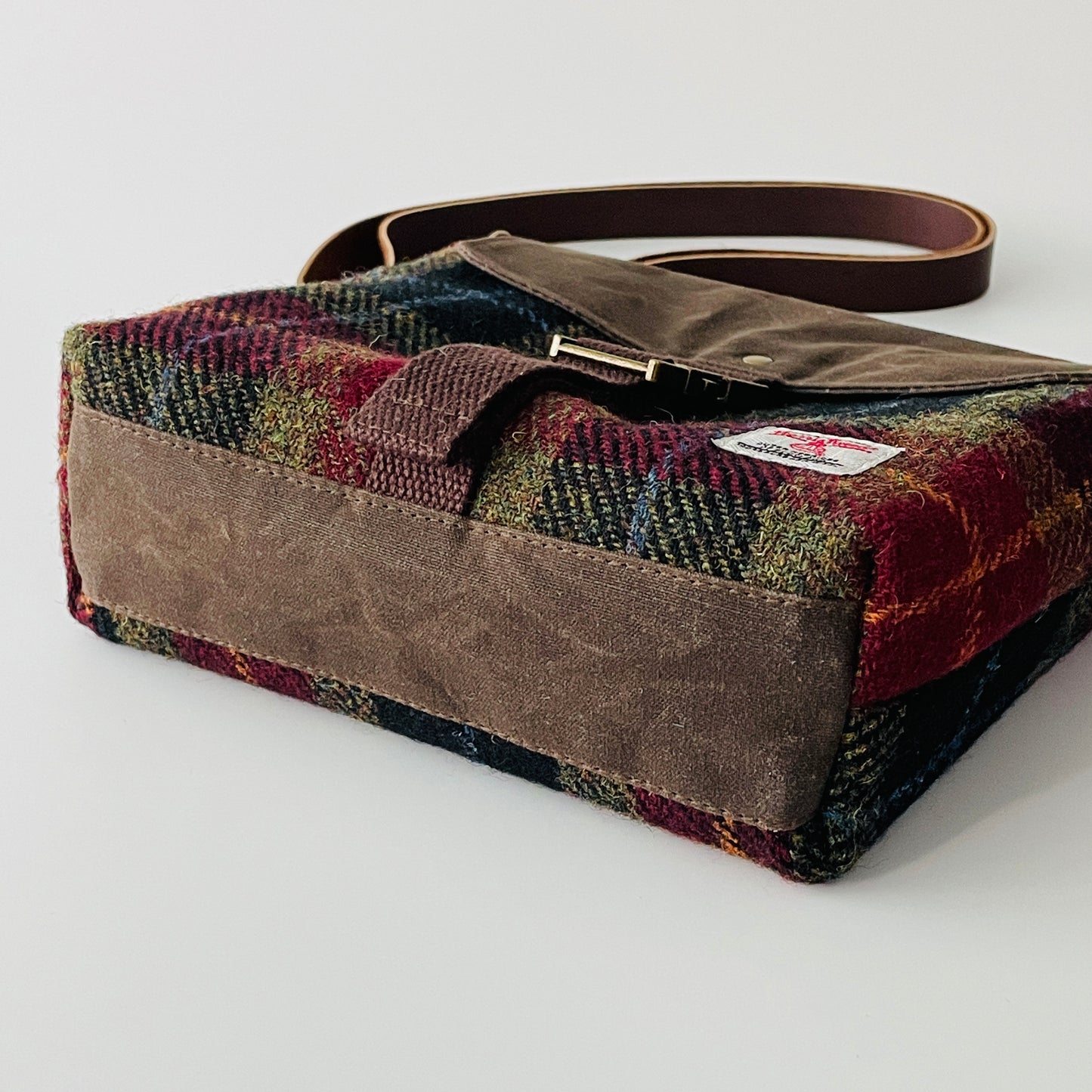 Small Harris Tweed Satchel, Autumn Check