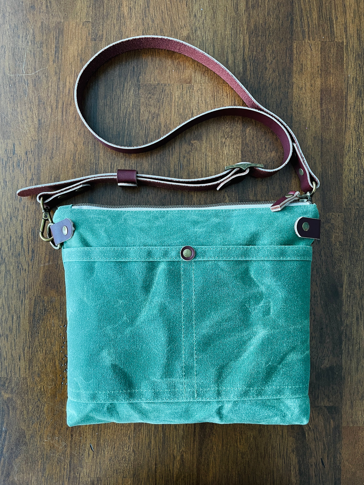 Small Waxed Canvas Purse, Sage