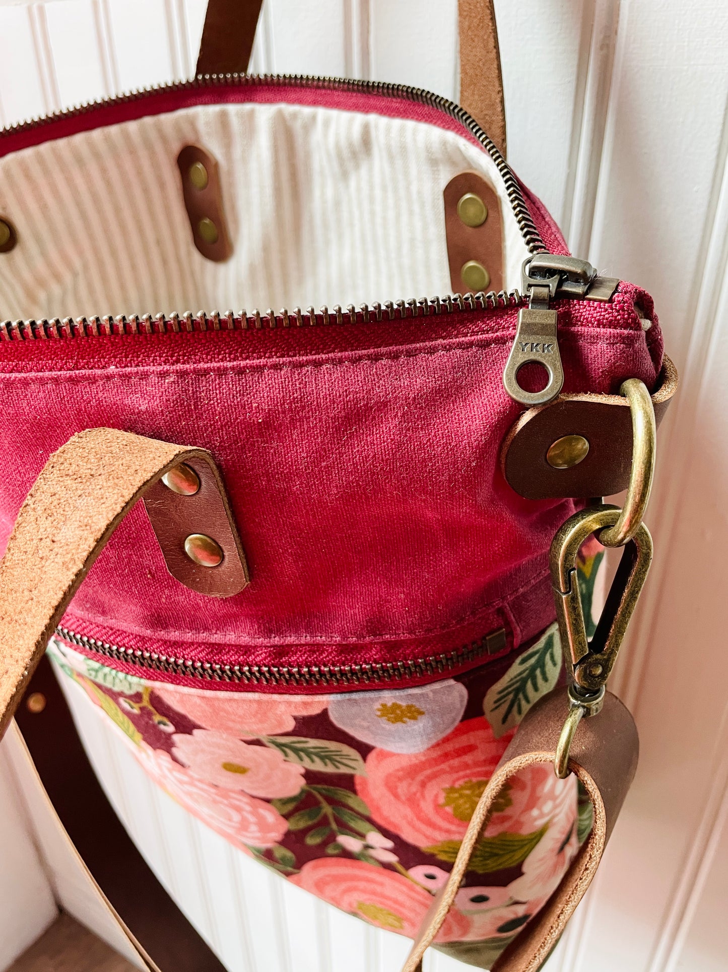 Waxed Canvas Crossbody Tote, Juliet Roses