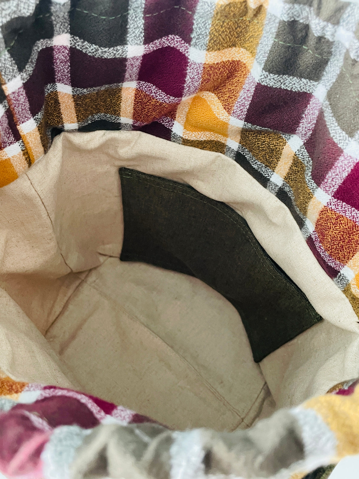 Waxed Canvas and Flannel Project Tote, Cider