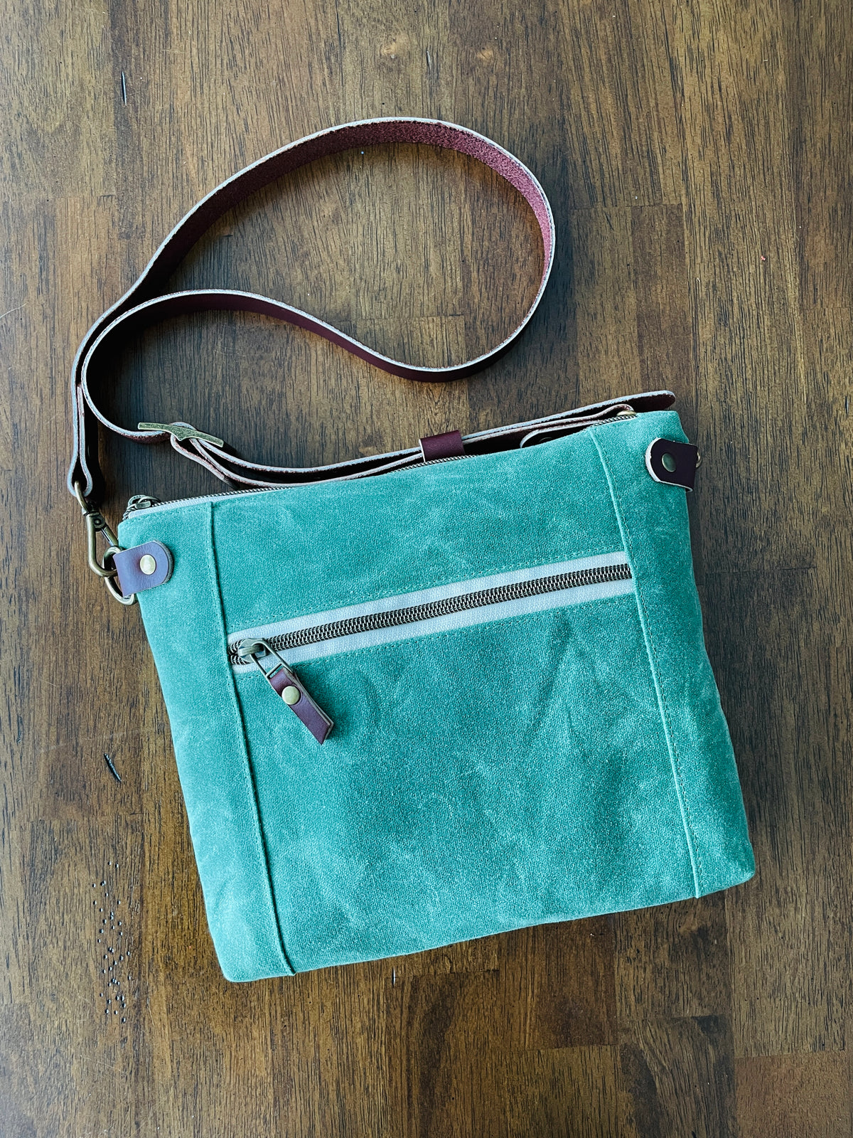 Small Waxed Canvas Purse, Sage