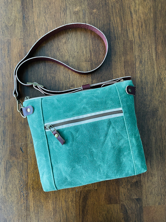 Small Waxed Canvas Purse, Sage