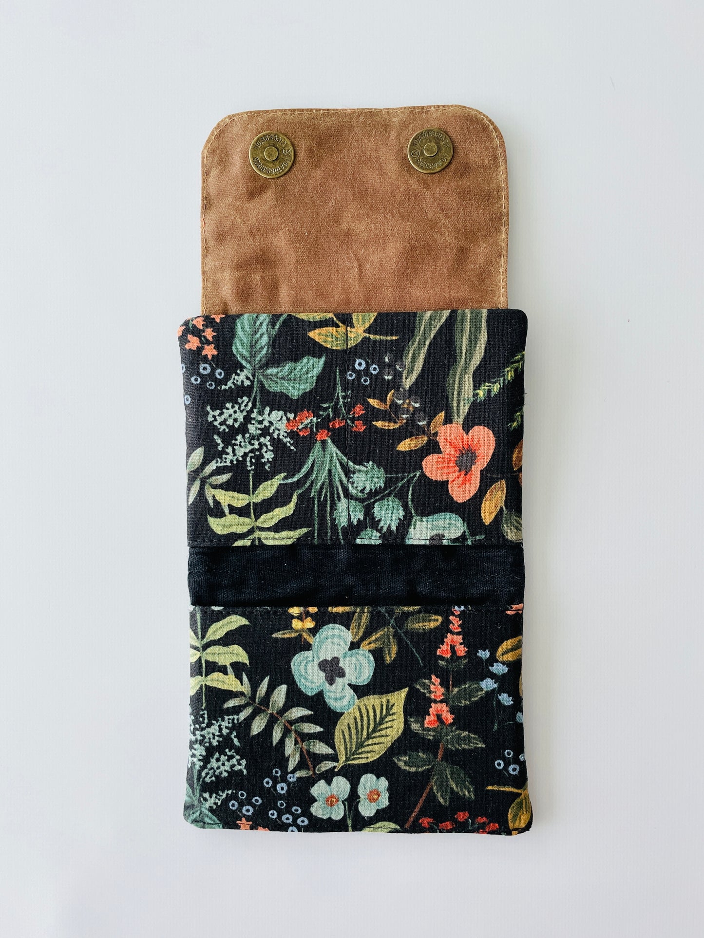 Canvas Wallet, Black Herb Garden