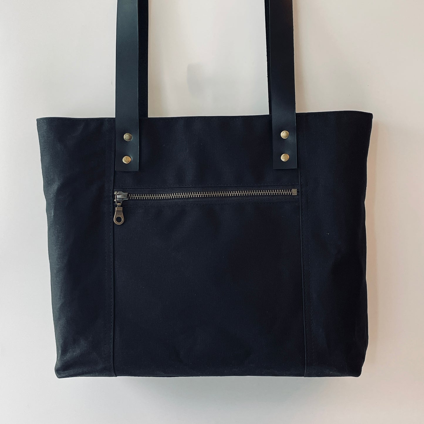 Large Waxed Canvas Tote, Black
