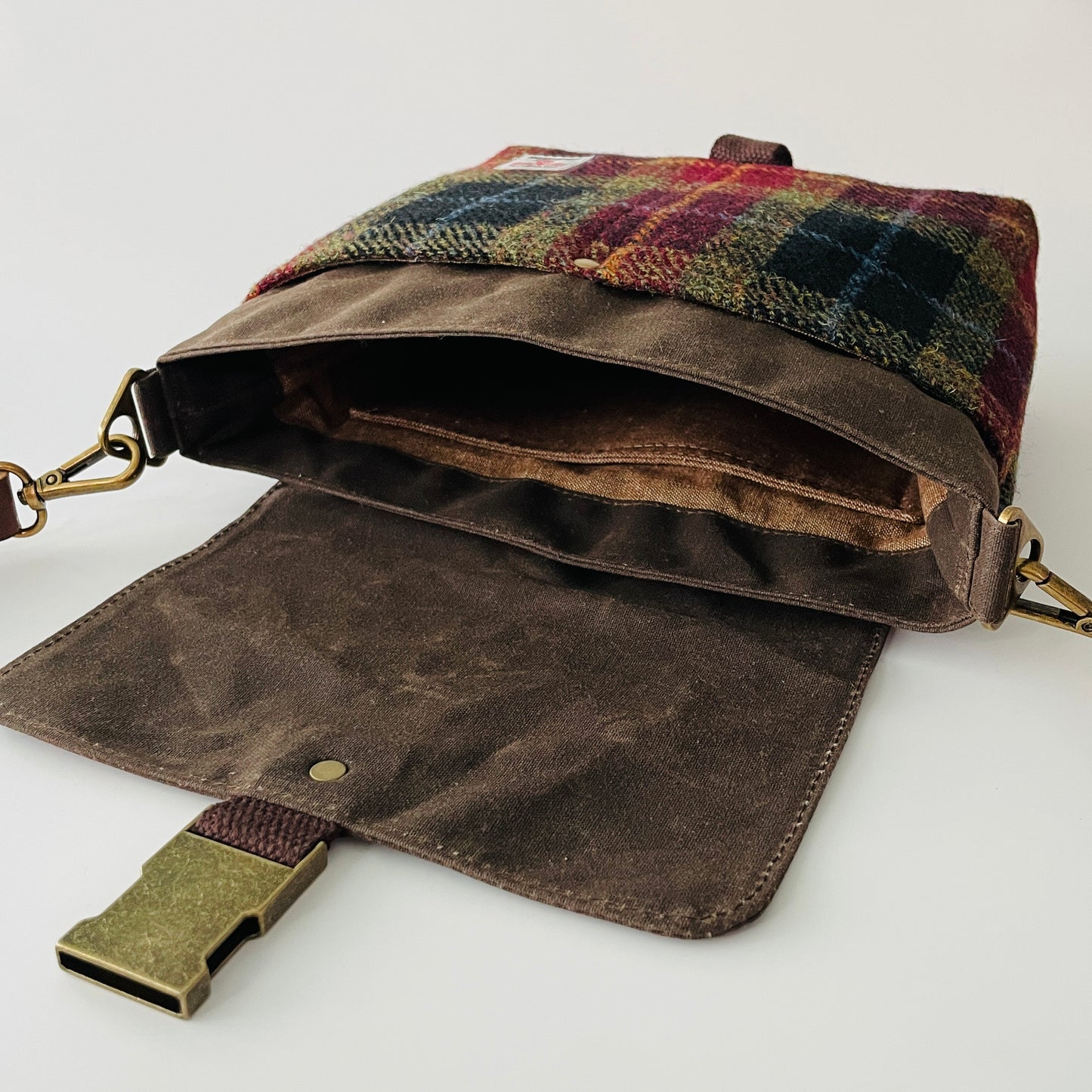 Small Harris Tweed Satchel, Autumn Check