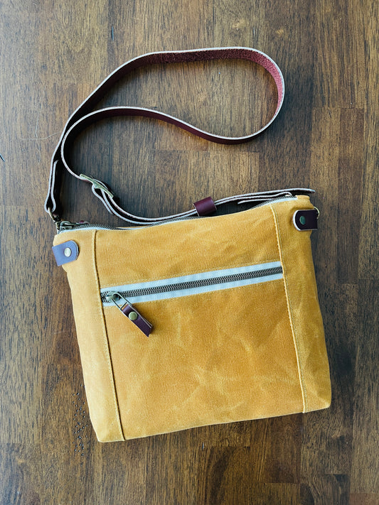 Small Waxed Canvas Purse, Mustard