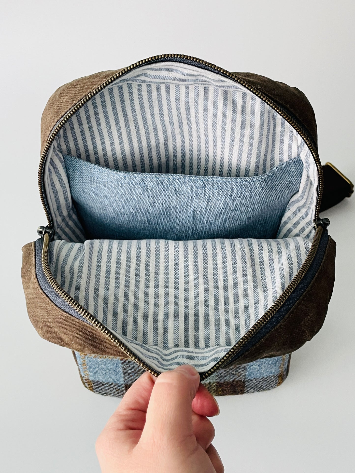 Harris Tweed Sling Backpack, Brown MacLeod Tartan