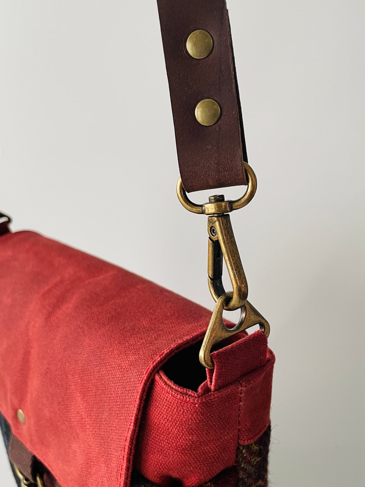 Small Harris Tweed Satchel, Autumn Check